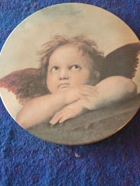 3 For $10 Cherub Decorative Round Trivet Melamine Plate - Angel Motif
